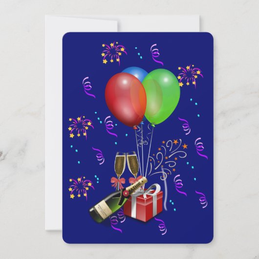 Cartes Pour Fêtes Annuelles Nouvel An Champagne (Devant)