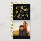 Cartes Pour Fêtes Annuelles Nouvel An Cheer Gold Starburst Photo (Devant / Derrière)