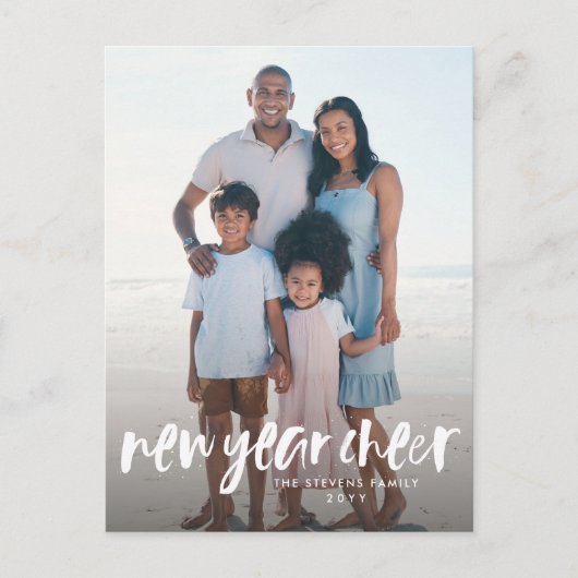 Cartes Pour Fêtes Annuelles Nouvel an cheer simple moderne blanc (Devant)