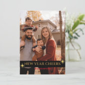 Cartes Pour Fêtes Annuelles Nouvel an chever noir et or simple (Debout devant)