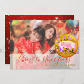 Cartes Pour Fêtes Annuelles Nouvel An chinois 2019 PIG - AJOUTER photo de fami (Devant / Derrière)