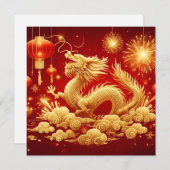 Cartes Pour Fêtes Annuelles Nouvel An chinois 2024 Année du Dragon (Devant / Derrière)