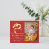 Cartes Pour Fêtes Annuelles Nouvel An Chinois 2024, Année Du Dragon Rouge Holi (Debout devant)