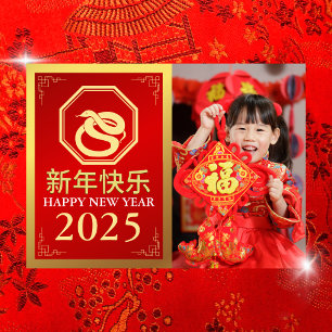 Cartes Pour Fêtes Annuelles Nouvel An Chinois 2025, Année Du Serpent Photo