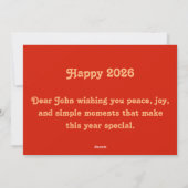 Cartes Pour Fêtes Annuelles Nouvel an chinois 2026 (Dos)