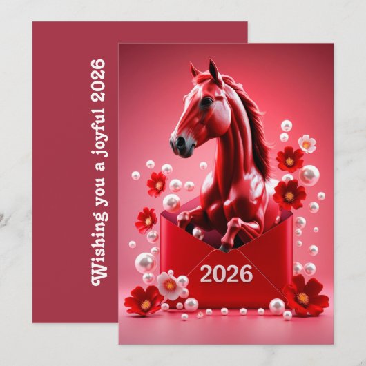 Cartes Pour Fêtes Annuelles Nouvel an chinois 2026 (Devant / Derrière)