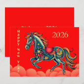 Cartes Pour Fêtes Annuelles Nouvel an chinois 2026 (Devant / Derrière)
