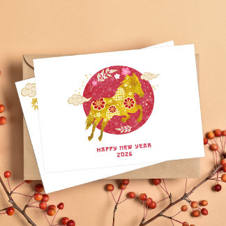 Cartes Pour Fêtes Annuelles Nouvel An chinois 2026 Année du Cheval
