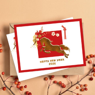 Cartes Pour Fêtes Annuelles Nouvel An chinois 2026 Année du Cheval