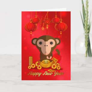 Cartes Pour Fêtes Annuelles Nouvel An Chinois, Année Du Singe