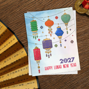 Cartes Pour Fêtes Annuelles Nouvel An chinois de la Chèvre 2027 - Lanternes