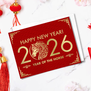 Cartes Pour Fêtes Annuelles Nouvel an chinois du cheval 2026