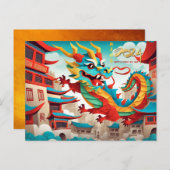 Cartes Pour Fêtes Annuelles Nouvel An chinois du Dragon 2024 HPC3 (Devant / Derrière)