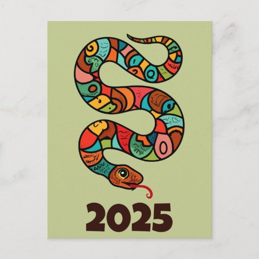 Cartes Pour Fêtes Annuelles Nouvel An Chinois Du Serpent À Bois 2025 (Devant)