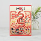 Cartes Pour Fêtes Annuelles Nouvel An Chinois Lunaire, Année Du Serpent 2025 (Debout devant)
