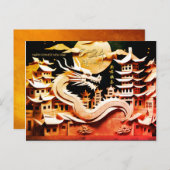 Cartes Pour Fêtes Annuelles Nouvel An chinois lunaire du Dragon 2024 HPC2 (Devant / Derrière)