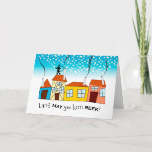 Cartes Pour Fêtes Annuelles Nouvel An écossais, Lang May Yer Lum Reek, Prospér