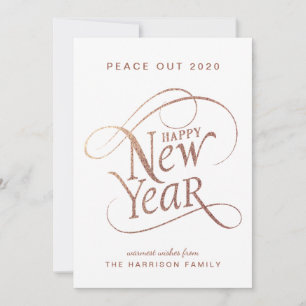 Cartes Pour Fêtes Annuelles Nouvel An Elegant Peace Out 2020 Rose Gold