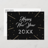 Cartes Pour Fêtes Annuelles Nouvel an heureux noir 2023 Script Star motif (Devant / Derrière)
