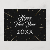 Cartes Pour Fêtes Annuelles Nouvel an heureux noir 2023 Script Star motif (Devant)