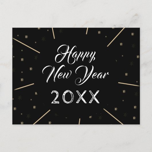 Cartes Pour Fêtes Annuelles Nouvel an heureux noir 2023 Script Star motif (Devant)