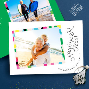 Cartes Pour Fêtes Annuelles Nouvel An Joyeux cadre photo coloré moderne