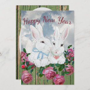 Cartes Pour Fêtes Annuelles Nouvel An Lapin Lapin Rose Rose Inspiration Cute