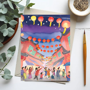 Cartes Pour Fêtes Annuelles Nouvel An lunaire chinois Aquarelle de célébrati