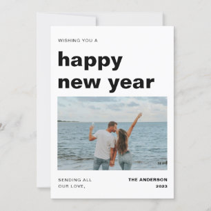 Cartes Pour Fêtes Annuelles Nouvel An moderne et minimal avec photo