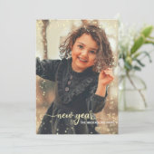 Cartes Pour Fêtes Annuelles Nouvel An | Noir d'or| Points de Parties scintill (Debout devant)