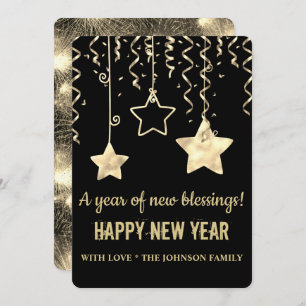 Cartes Pour Fêtes Annuelles Nouvel An Noir Et Or Moderne