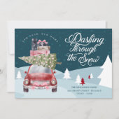 Cartes Pour Fêtes Annuelles Nouvel An Nouvel An Accueil Neige Rouge Rétro Aqua (Devant)