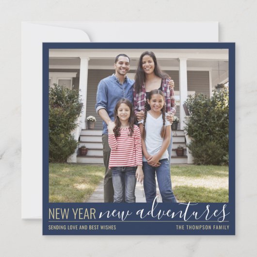 Cartes Pour Fêtes Annuelles Nouvel An Nouvelles Aventures 4 Photo Marine Bleu  (Devant)