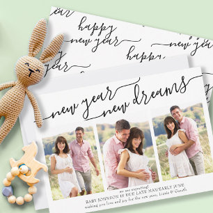 Cartes Pour Fêtes Annuelles Nouvel An Rêves Élégant Script 3 Photo