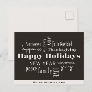 Cartes Pour Fêtes Annuelles Nouvel An Vacances Beaucoup de Voeux Crème Noir