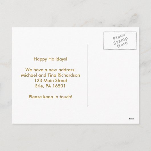 Cartes Pour Fêtes Annuelles Nouvelle adresse à Noël Glam Gold Snowflake (Dos)