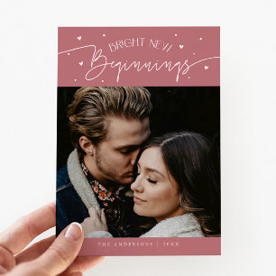 Cartes Pour Fêtes Annuelles Nouvelle Année Débuts Brillants Photo Rose