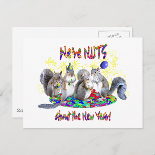 Cartes Pour Fêtes Annuelles Nouvelle année d'écureuils (Devant / Derrière)