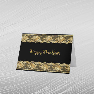 Cartes Pour Fêtes Annuelles Nouvelle Année Dentelle Fausse Or Élégante
