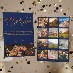 Cartes Pour Fêtes Annuelles Nouvelle Année Joie Multi Photo Bleu Marine