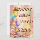 Cartes Pour Fêtes Annuelles Nouvelle Année Magique avec Ballons et Pétards car (Devant)