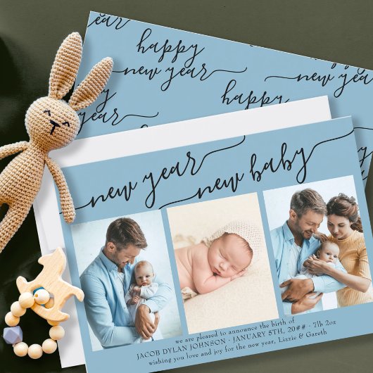 Cartes Pour Fêtes Annuelles Nouvelle-année Nouvelle-Fille Elegant Script 3 Pho