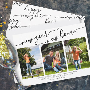 Cartes Pour Fêtes Annuelles Nouvelle Année Nouvelle Maison Écriture Élégante 3