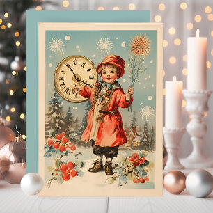 Cartes Pour Fêtes Annuelles Nouvelle Année Rétro Vintage Personnalisée