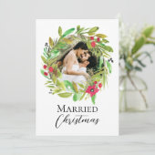Cartes Pour Fêtes Annuelles Nouvelle couronne d'aquarelle Photo Marié Noël (Debout devant)