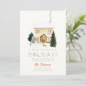 Cartes Pour Fêtes Annuelles Nouvelle maison Hares Winterscape Noël (Debout devant)