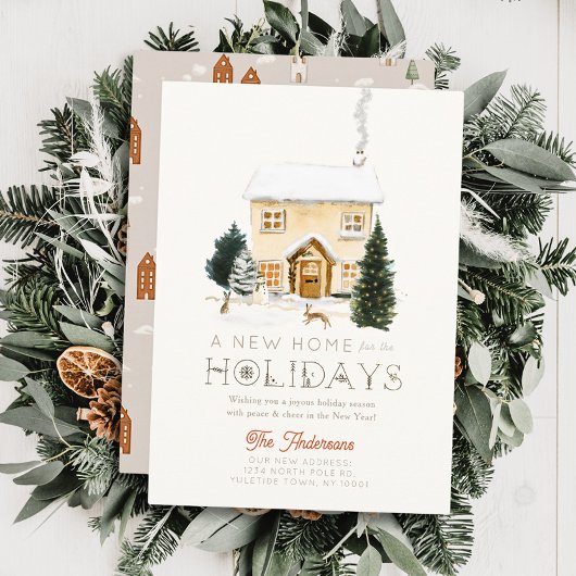 Cartes Pour Fêtes Annuelles Nouvelle maison Hares Winterscape Noël