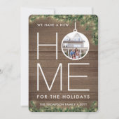 Cartes Pour Fêtes Annuelles Nouvelle maison Ornement de Noël Bois et lumières (Devant)