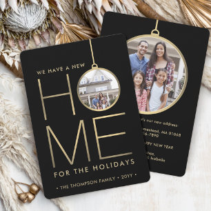Cartes Pour Fêtes Annuelles Nouvelle maison Ornement de Noël Noir & Or 2 Photo