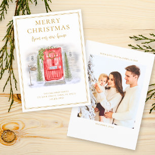 Cartes Pour Fêtes Annuelles Nouvelle Maison Pour les Vacances Porte Aquarelle 